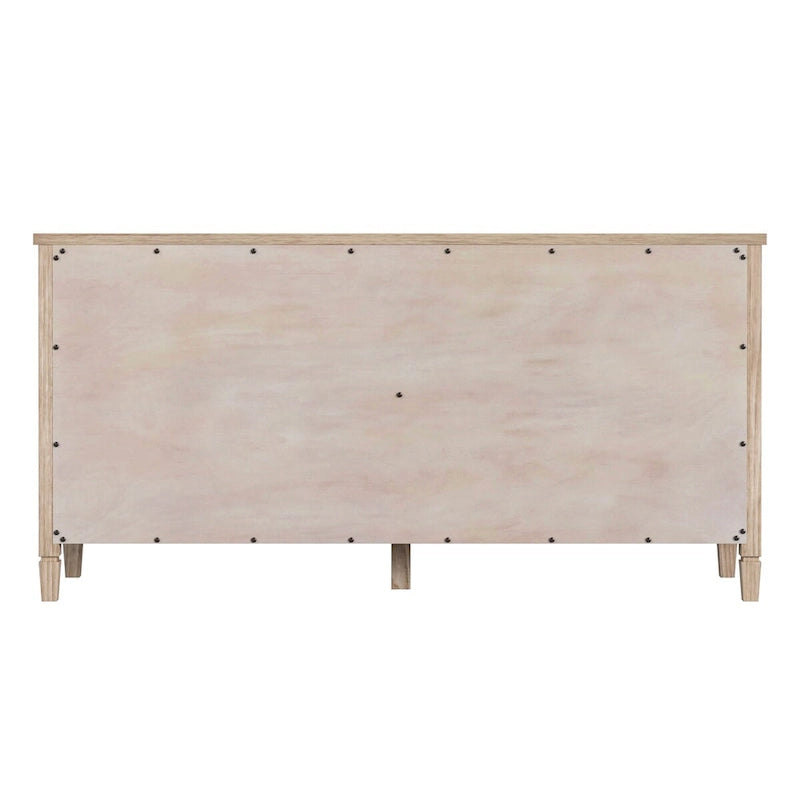 8-Drawer Wood Dresser – Desert Sand / Black Cane