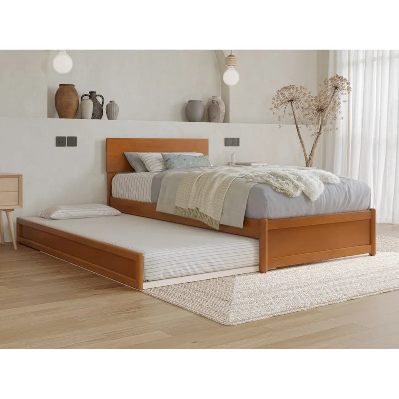 Wesley Platform Bed with Panel Footboard and Twin XL Trundle