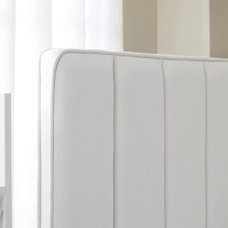 Linen Beige / White Twin XL Headboard - Broad Panel, Single