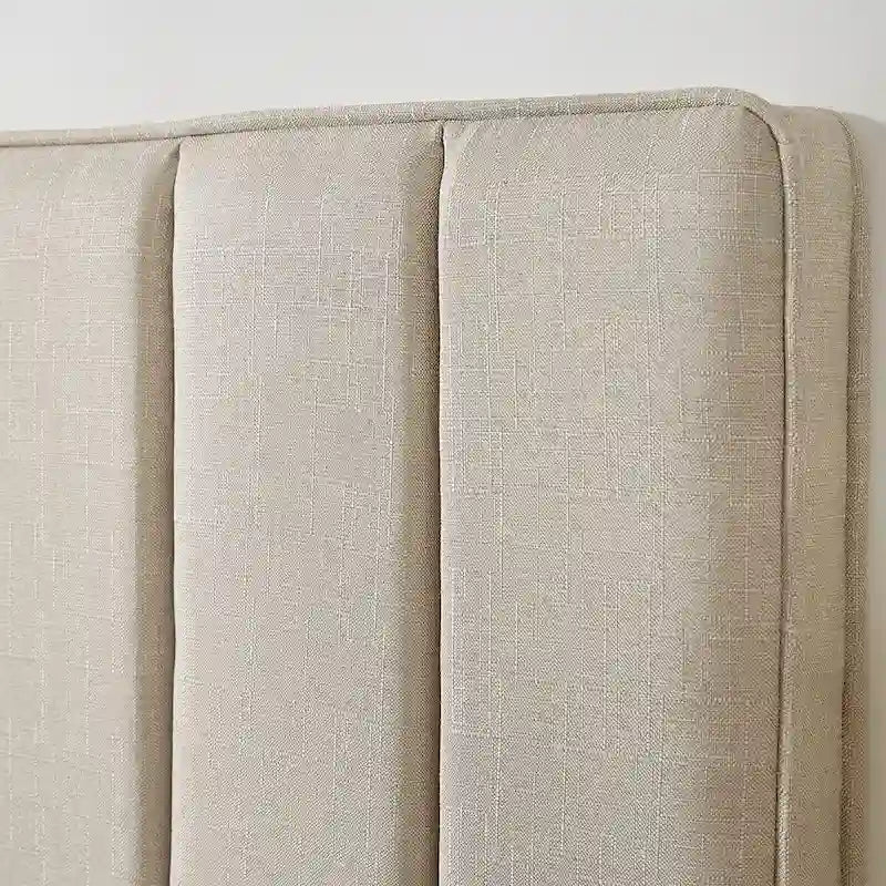Linen Beige / White Twin XL Headboard - Broad Panel, Single