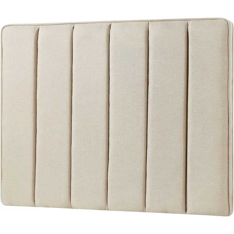 Linen Beige / White Twin XL Headboard - Broad Panel, Single
