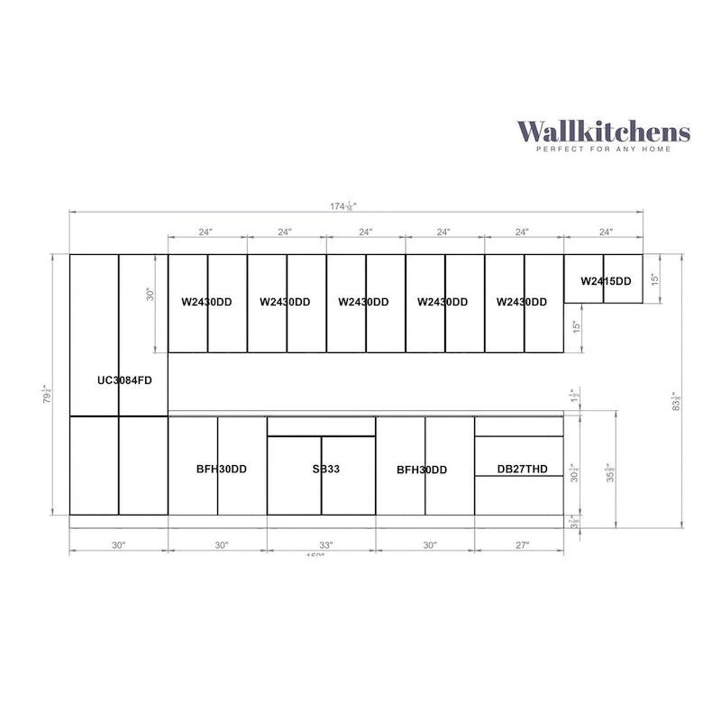 Kitchen Imperial Collection Black Color Base Size 15Ft Wide - 174x24