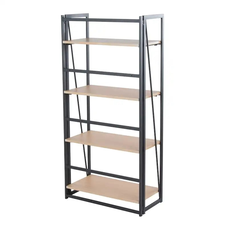 Dakota Contemporary Bookcase in Painted Metal and Natural Wood