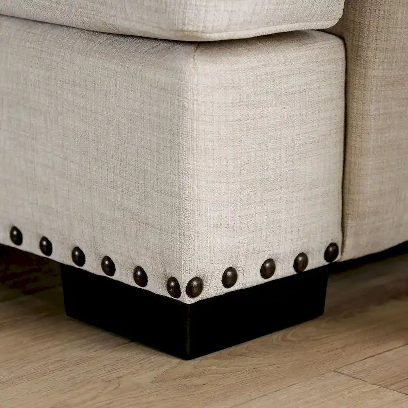 Ivory Chenille Track Arm Sofa, 3-Seat
