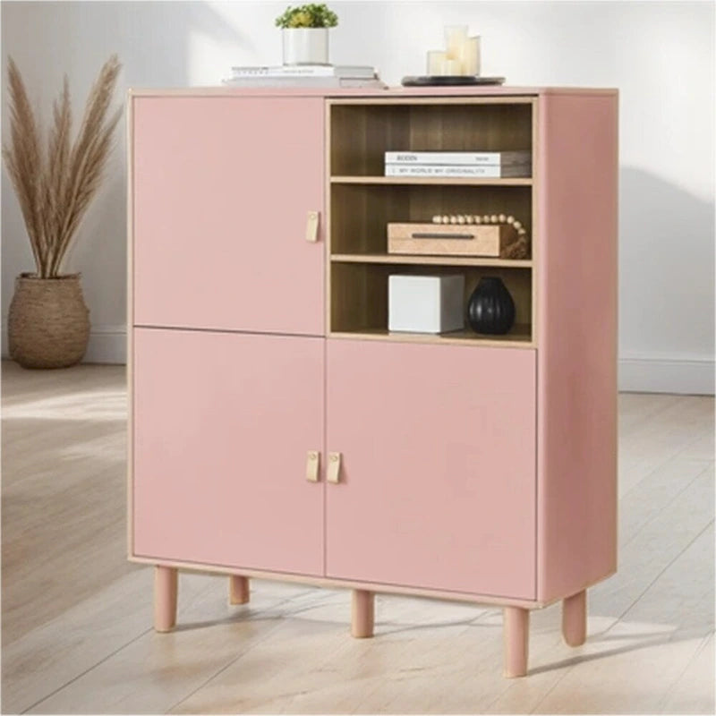 Modern Wood Sideboard Cabinet with Round Legs and Shelf - N/A