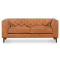 Tan Tufted 2-Seat Apartment Sofa - Full-Grain Italian Leather, 74"