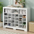 White / Black / Brown 24-Cubby Shoe Storage Cabinet, Minimalist Style, 1-Person Use