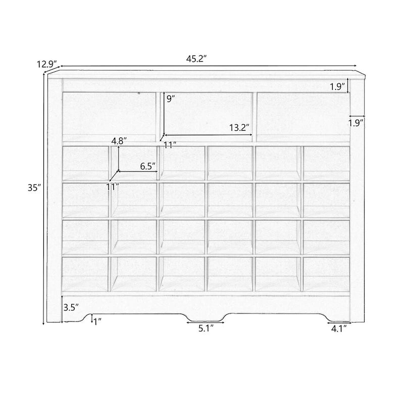 White / Black / Brown 24-Cubby Shoe Storage Cabinet, Minimalist Style, 1-Person Use