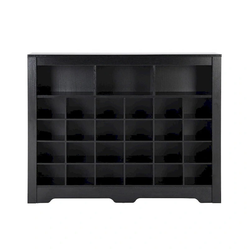 White / Black / Brown 24-Cubby Shoe Storage Cabinet, Minimalist Style, 1-Person Use