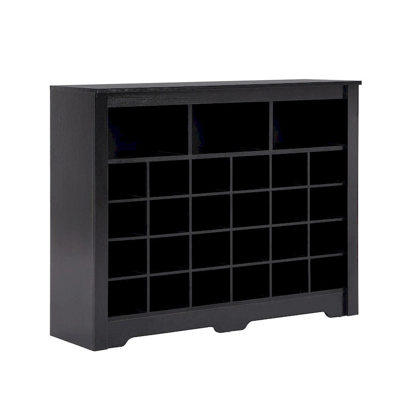 White / Black / Brown 24-Cubby Shoe Storage Cabinet, Minimalist Style, 1-Person Use