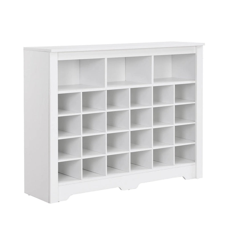 White / Black / Brown 24-Cubby Shoe Storage Cabinet, Minimalist Style, 1-Person Use