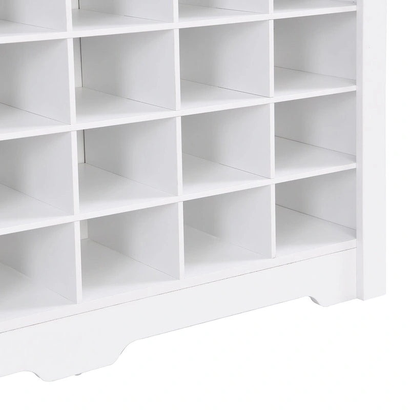 White / Black / Brown 24-Cubby Shoe Storage Cabinet, Minimalist Style, 1-Person Use