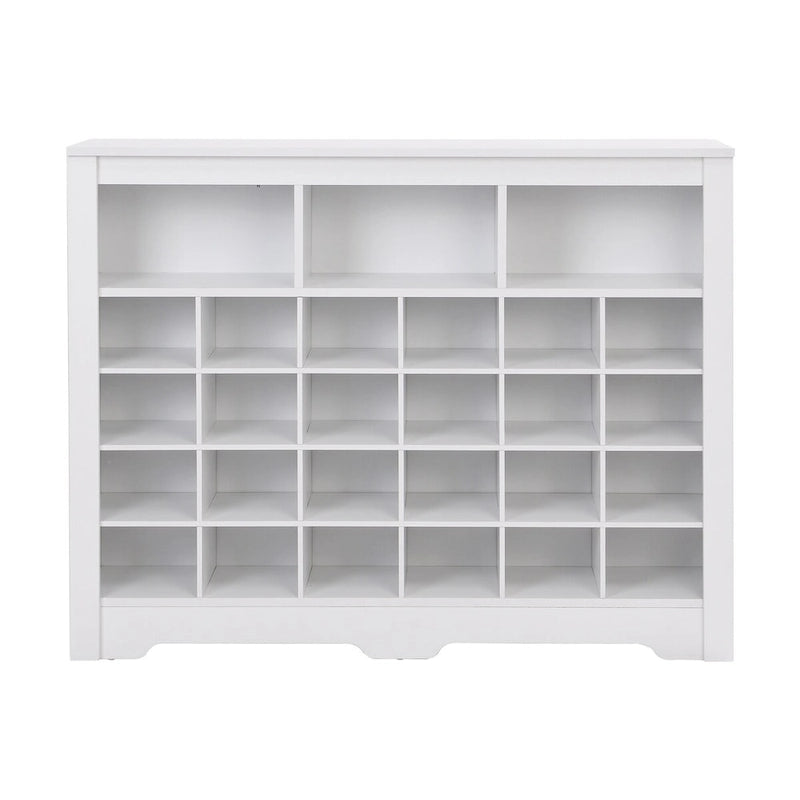 White / Black / Brown 24-Cubby Shoe Storage Cabinet, Minimalist Style, 1-Person Use