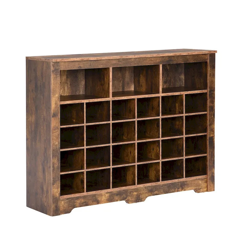White / Black / Brown 24-Cubby Shoe Storage Cabinet, Minimalist Style, 1-Person Use