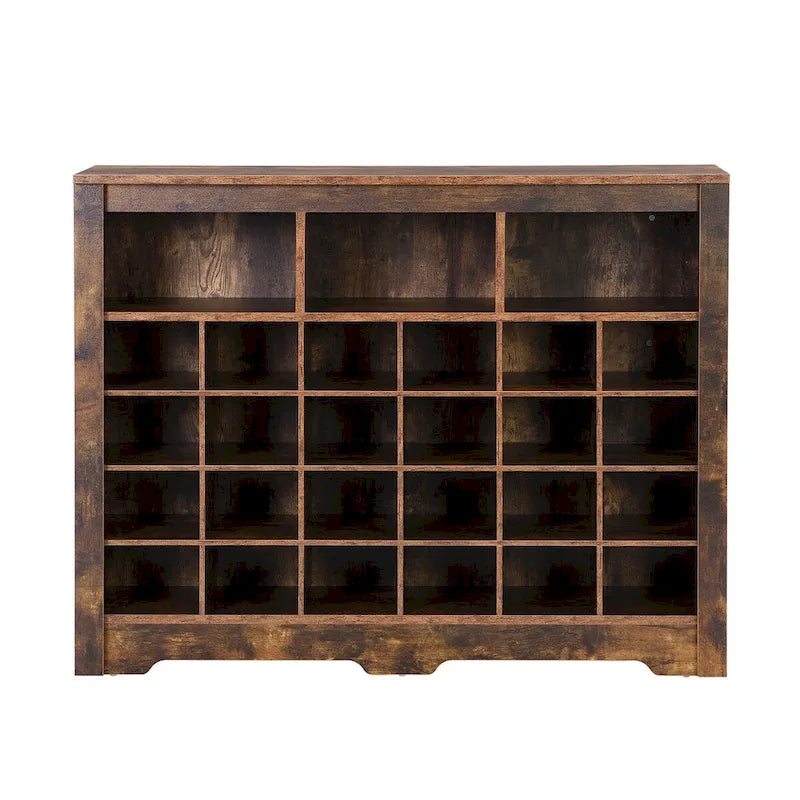 White / Black / Brown 24-Cubby Shoe Storage Cabinet, Minimalist Style, 1-Person Use