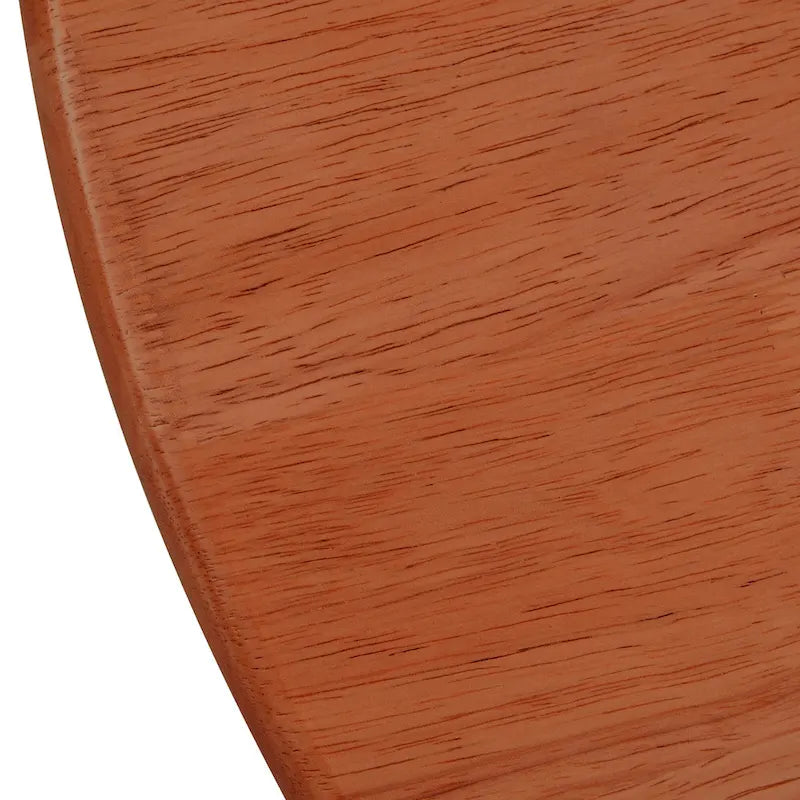Round Wood & Rattan-Style Coffee Table, Red / Natural Wood, 1-Person Use
