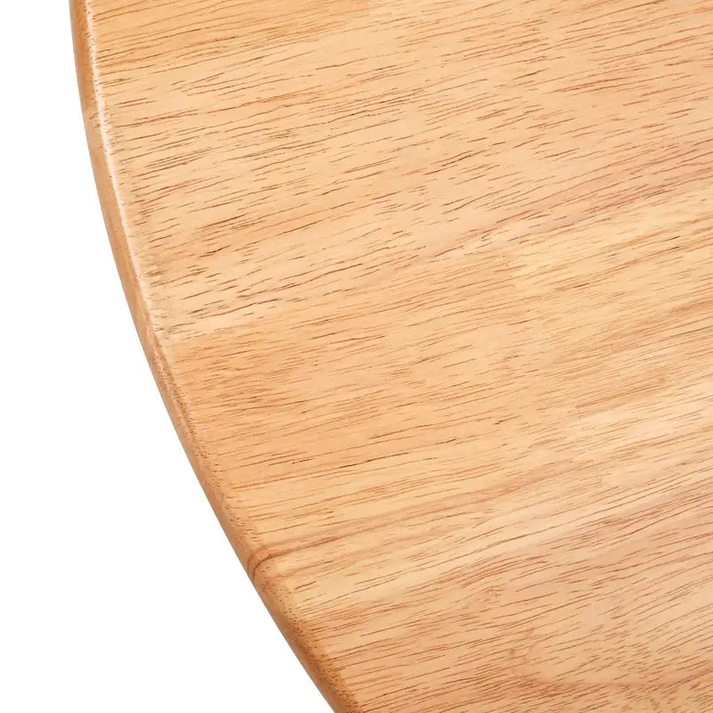 Round Wood & Rattan-Style Coffee Table, Red / Natural Wood, 1-Person Use