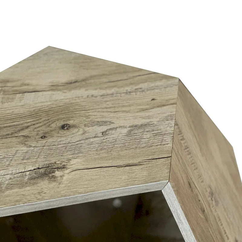 Cat Kennel Side Table, Antique Brown/Cement Grey/Black Brown/White Oak, 1-Cat, MDF