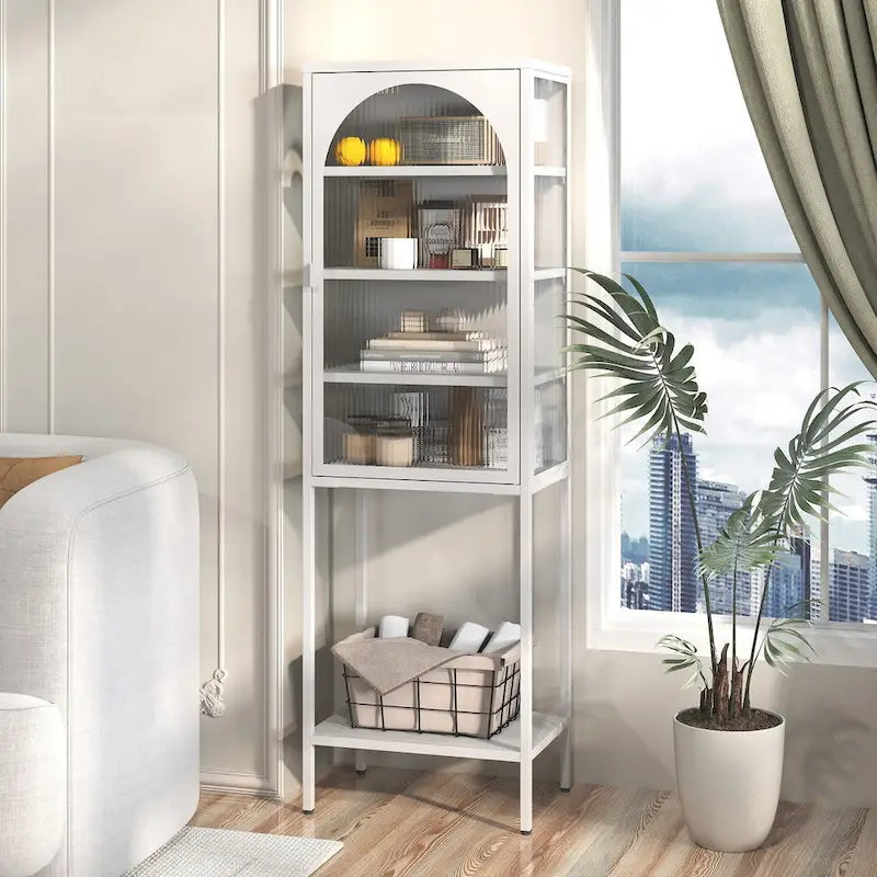 5-Tier Cube Bookshelf Storage Cabinet with 3 Adjustable Shelves