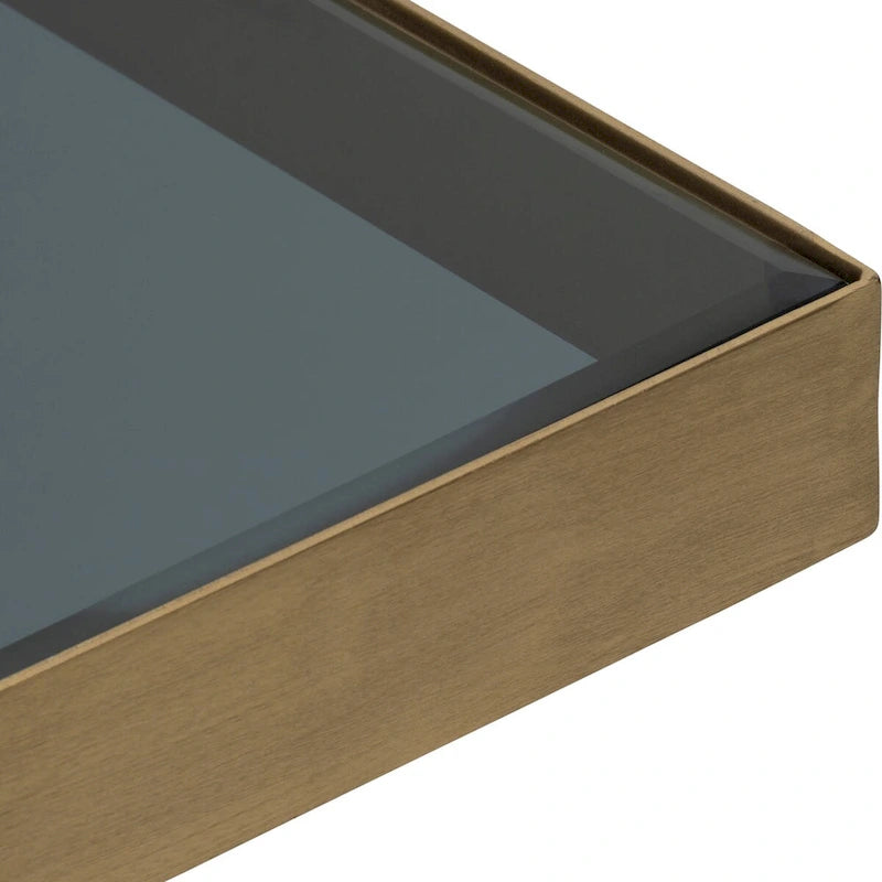 Black & Gold Glass Top Side Accent Table, 22"W x 22"D x 20"H