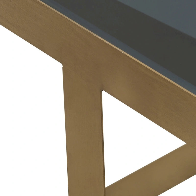 Black & Gold Glass Top Side Accent Table, 22"W x 22"D x 20"H