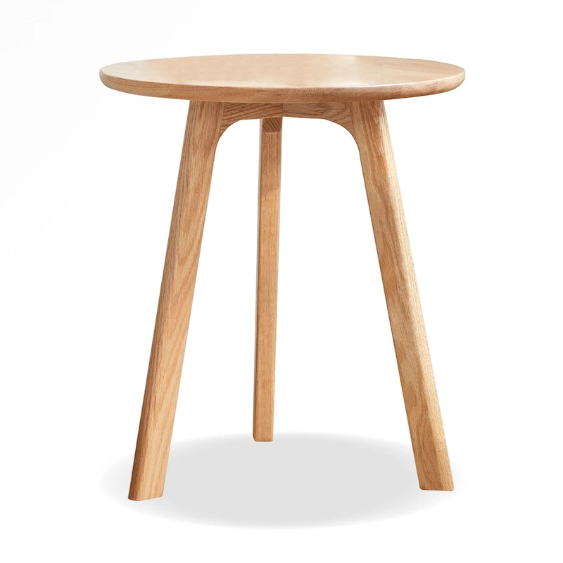 Natural Oak Round End Table, Single-Use Side Table