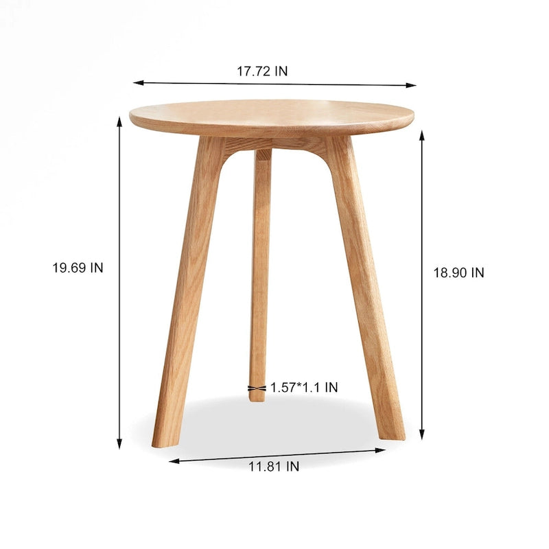 Natural Oak Round End Table, Single-Use Side Table