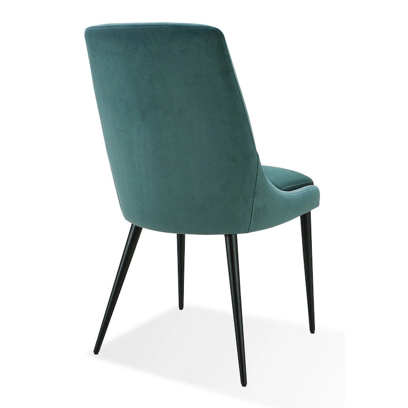 Green Velvet Dining Chair, Black Steel Legs, Set of 2