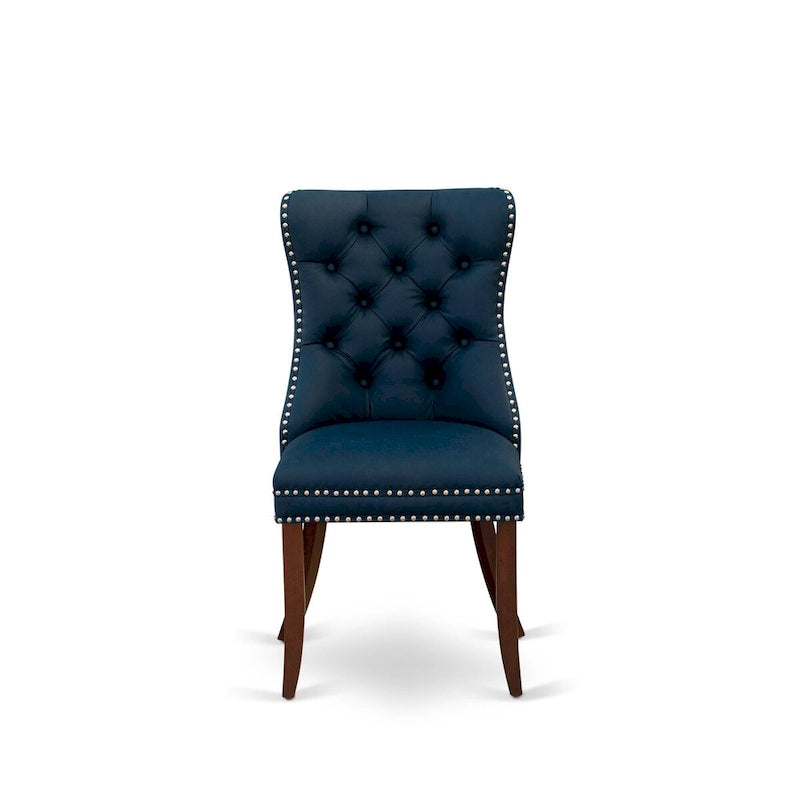 Navy Blue Drop-Leaf Dining Table Set with Button-Tufted Chairs, Mahogany, 3 or 5-Piece