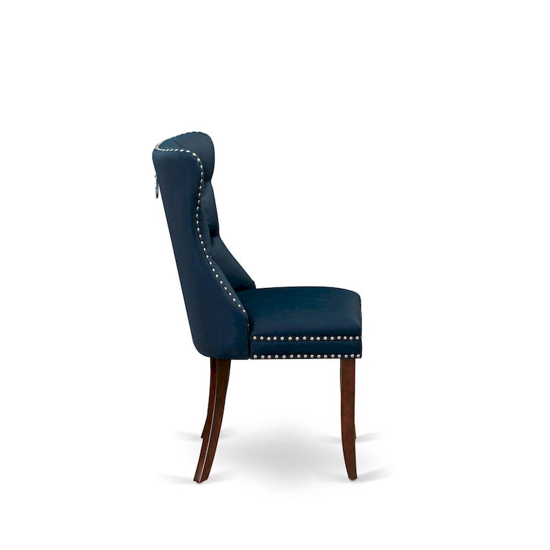 Navy Blue Drop-Leaf Dining Table Set with Button-Tufted Chairs, Mahogany, 3 or 5-Piece