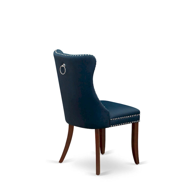 Navy Blue Drop-Leaf Dining Table Set with Button-Tufted Chairs, Mahogany, 3 or 5-Piece