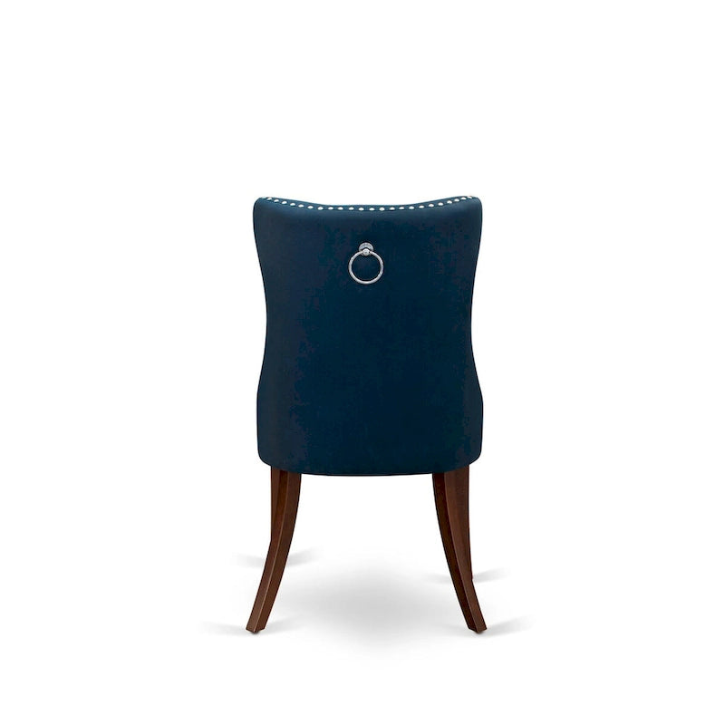 Navy Blue Drop-Leaf Dining Table Set with Button-Tufted Chairs, Mahogany, 3 or 5-Piece