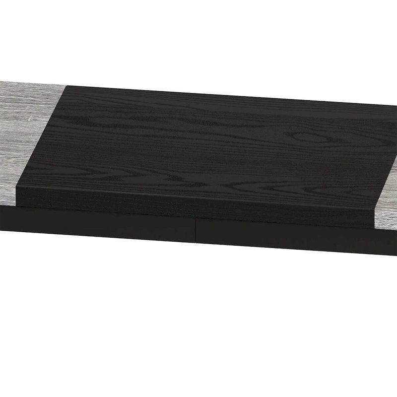 Natural/Grey & Black Color-Block Dining Table Set with 3 Stools, Seats 4