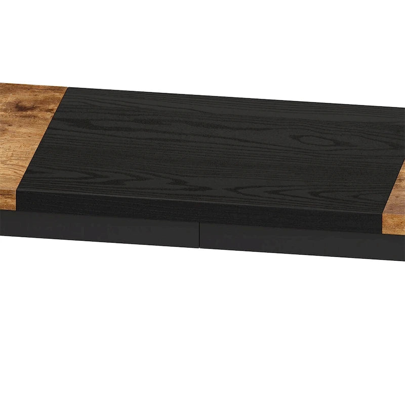 Natural/Grey & Black Color-Block Dining Table Set with 3 Stools, Seats 4