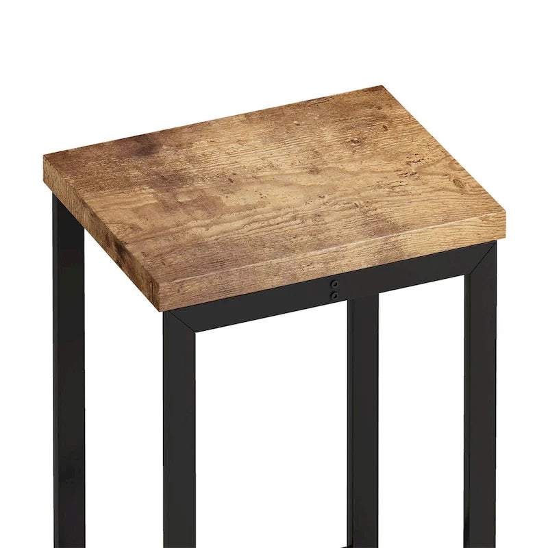 Natural/Grey & Black Color-Block Dining Table Set with 3 Stools, Seats 4