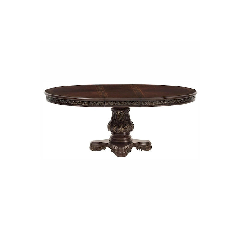 Shelby Cherry Traditional Fabric Oval Double Pedestal Dining Room Set