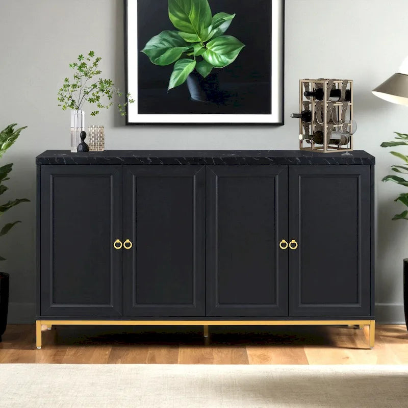 Modern Sideboard with Extra Large Storage Space with Metal Handles and Support Legs for Living Room and Dining Roo