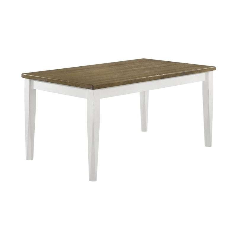Brown Brushed & White Rectangular Dining Table, Seats 4–6