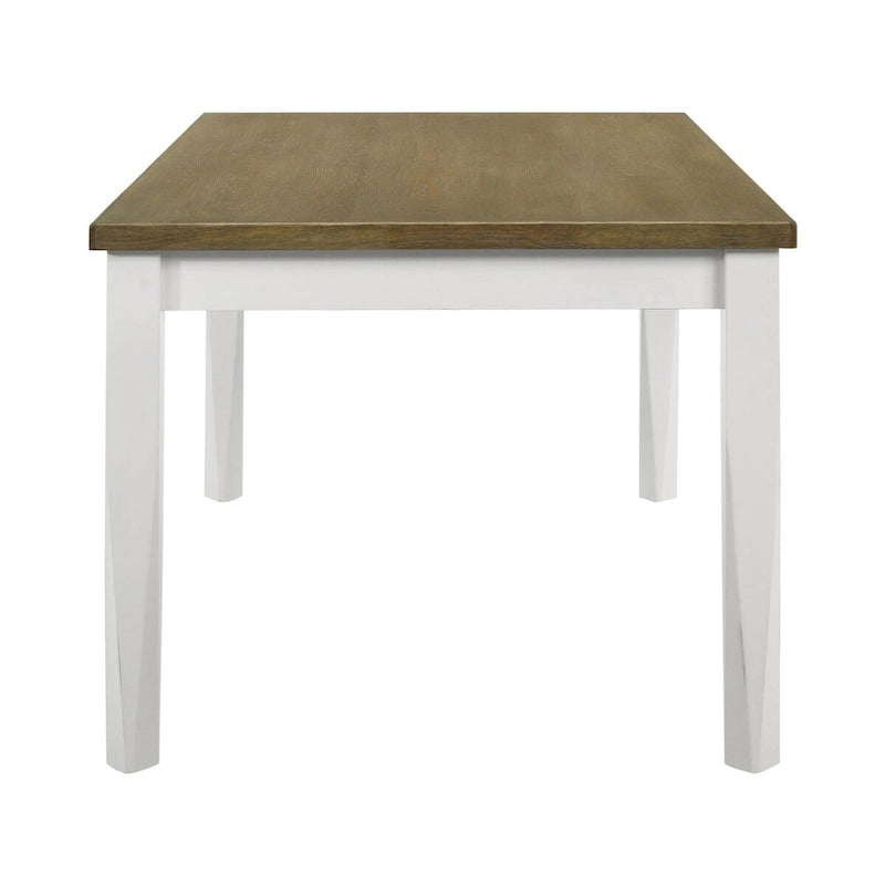 Brown Brushed & White Rectangular Dining Table, Seats 4–6
