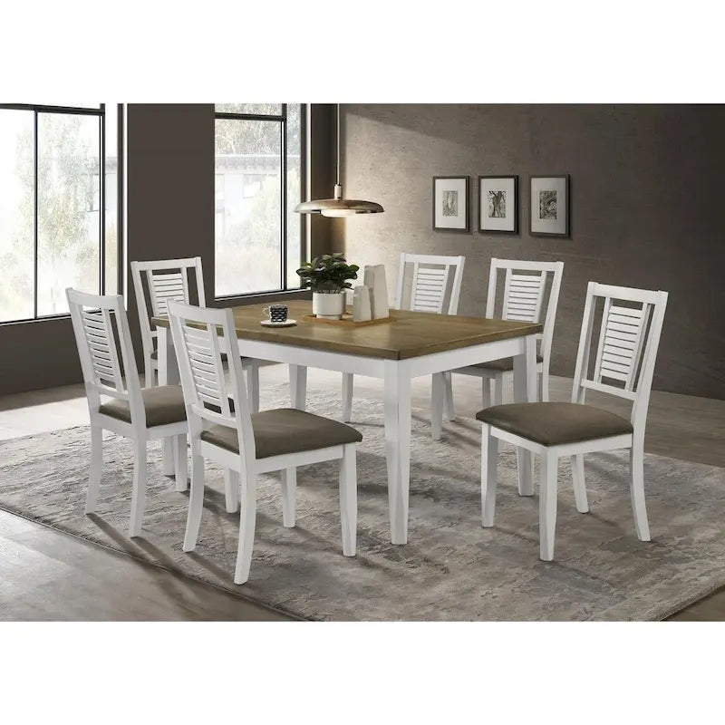 Brown Brushed & White Rectangular Dining Table, Seats 4–6