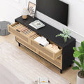 Black / Brown 6-Drawer Rattan Storage Dresser