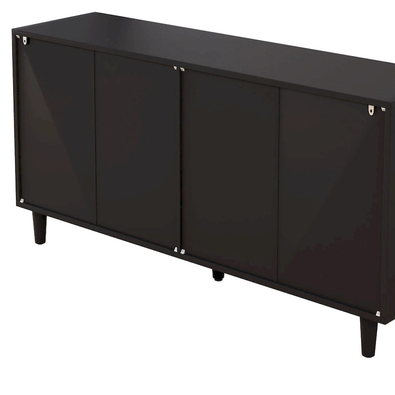 Black / Brown 6-Drawer Rattan Storage Dresser