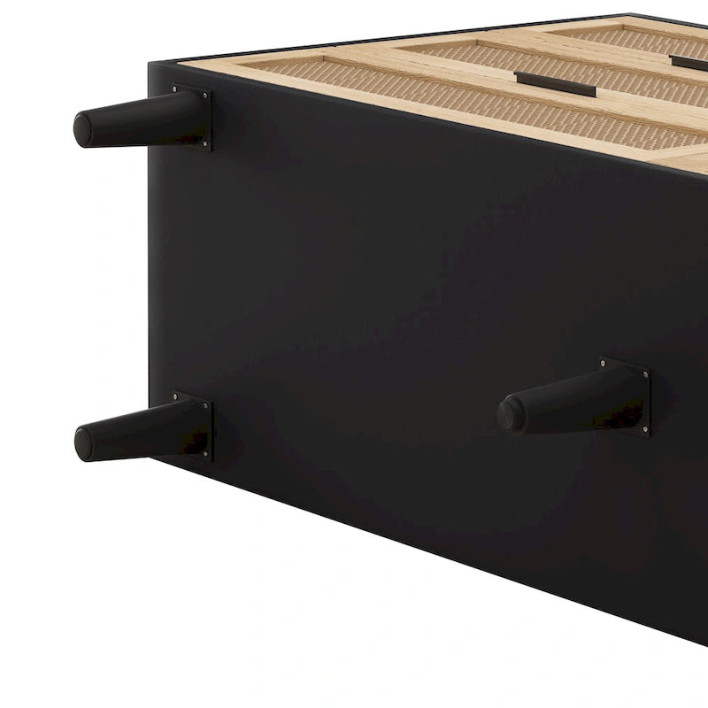 Black / Brown 6-Drawer Rattan Storage Dresser