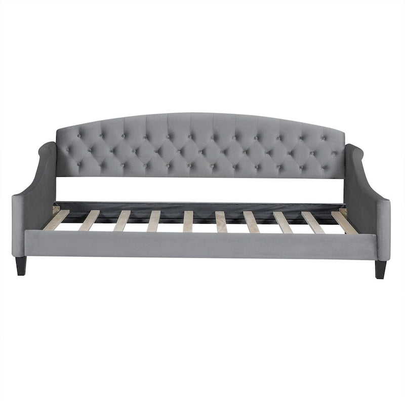 Beige / Grey Full Size Wood Daybed – Sofa & Bed, Sleeps 2