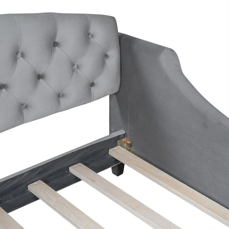 Beige / Grey Full Size Wood Daybed – Sofa & Bed, Sleeps 2