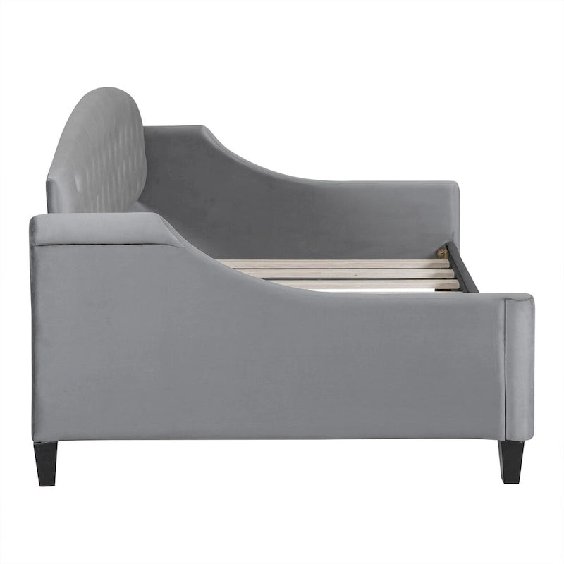 Beige / Grey Full Size Wood Daybed – Sofa & Bed, Sleeps 2