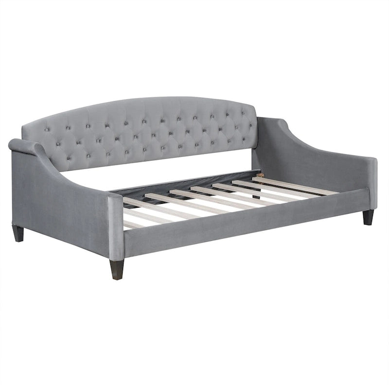 Beige / Grey Full Size Wood Daybed – Sofa & Bed, Sleeps 2