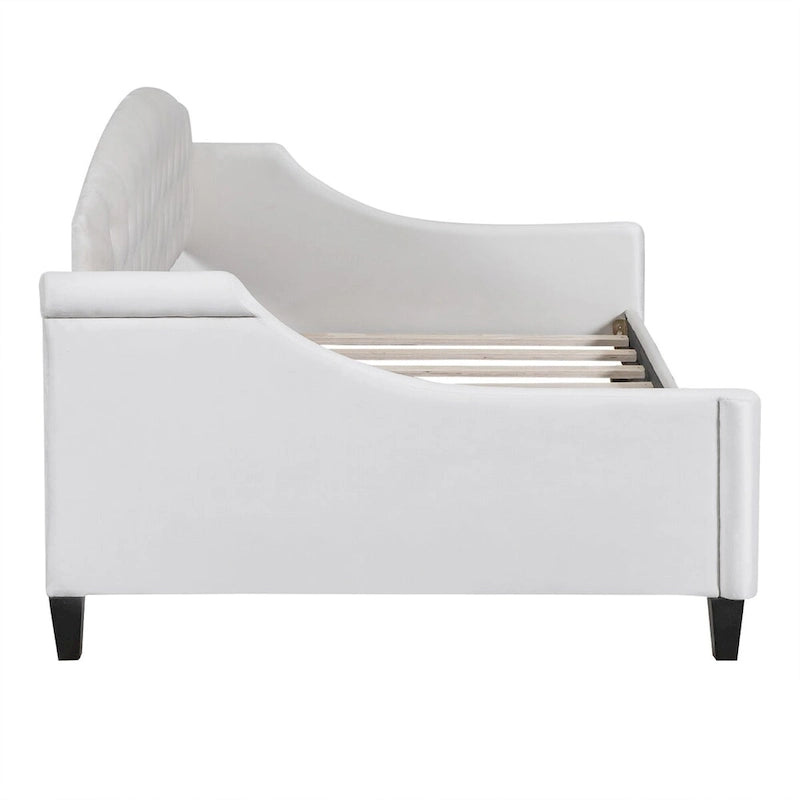 Beige / Grey Full Size Wood Daybed – Sofa & Bed, Sleeps 2