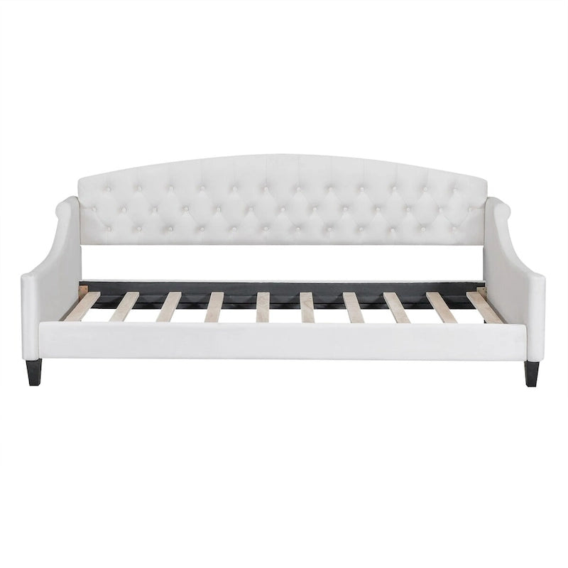 Beige / Grey Full Size Wood Daybed – Sofa & Bed, Sleeps 2