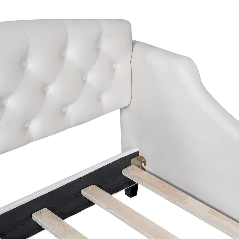 Beige / Grey Full Size Wood Daybed – Sofa & Bed, Sleeps 2